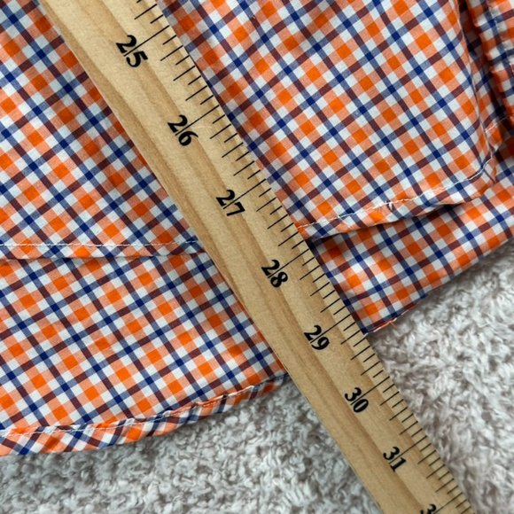 Gustin Long Sleeve Button Shirt Thomas Mason Orange Blue Gingham Medium Cotton - Picture 8 of 10